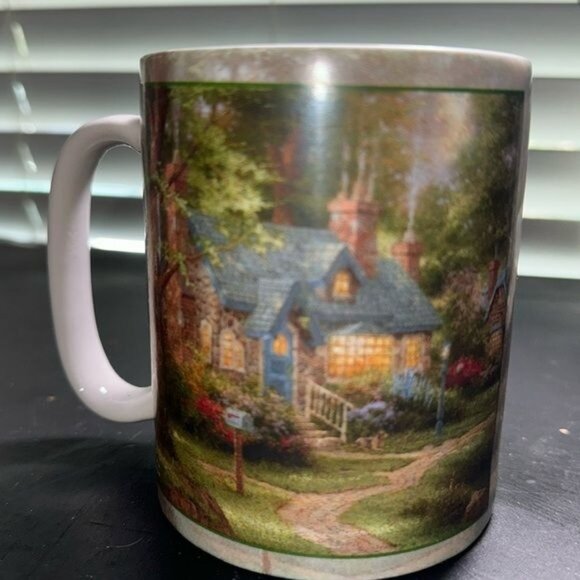 Thomas Kinkade Ceramic Cottage Mug 11oz Dishwasher & Microwave Safe Amcal - Picture 1 of 9